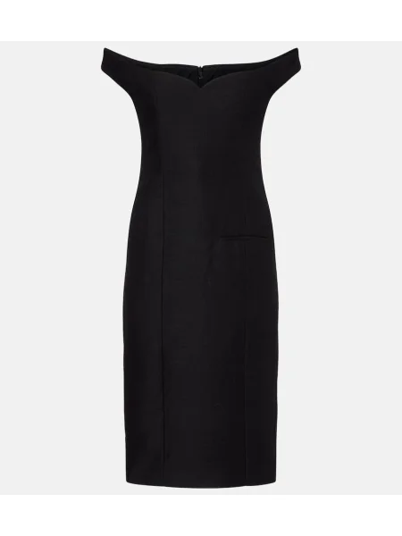 Sukienka midi Calvin Klein Collection wełniana do kolan garniturowa czarna