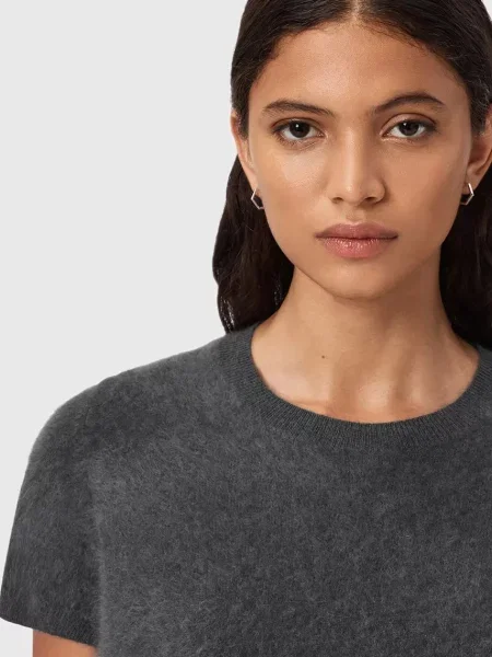 Кашемірова футболка AllSaints REBEL TEE сірий