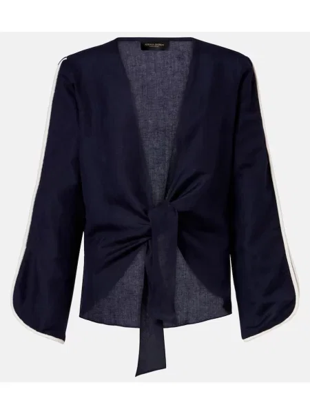 Ľanový top Adriana Degreas modrá