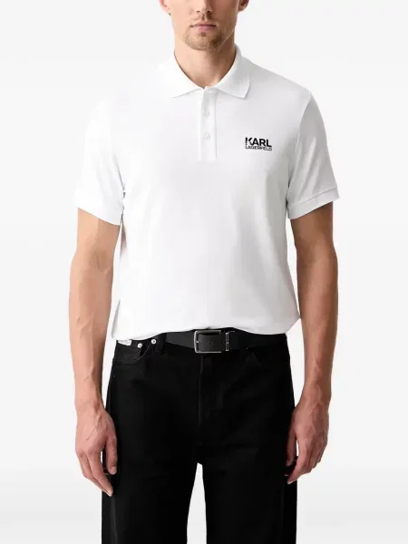 Scurt tricou polo Karl Lagerfeld cu imagine alb