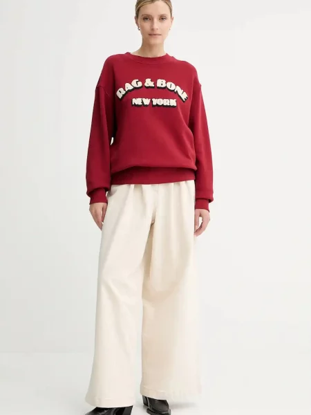 Rag & Bone bluza z aplikacją czerwony