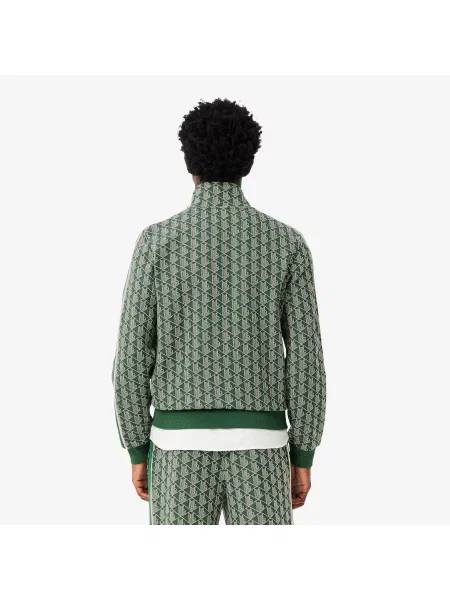 Lacoste Bluza Ze Stójką Z Monogramem Regular Fit zielona