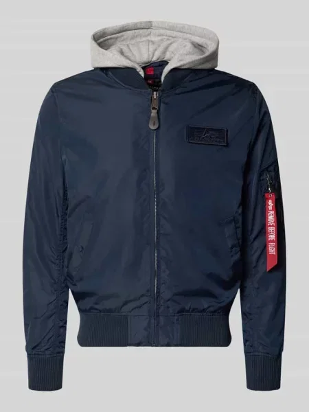 Kurtka bomber Alpha Industries z logo niebieski