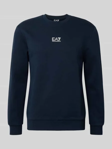 Bluza Emporio Armani Ea7 z dekoltem w kształcie litery U z kapturem z długim rękawem niebieska