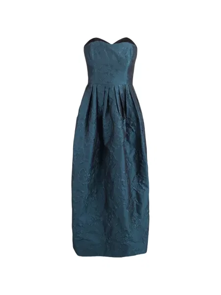 Rochie Ulla Johnson cu model floral din jacard fără bretele albastru