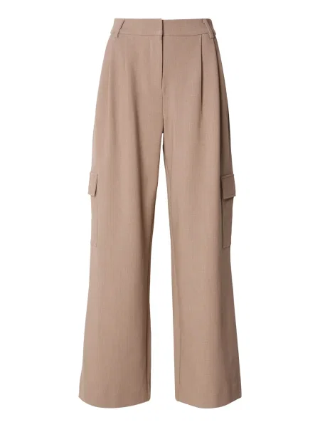 MSCH COPENHAGEN Hlače z naborki Michelle svetlo rjava