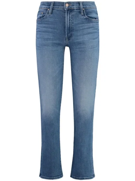 Skinny jeansy skinny Mother o krotszym kroju niebieskie