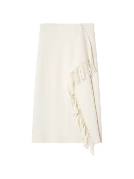 Fustă Lanvin cu franjuri tricotate alb