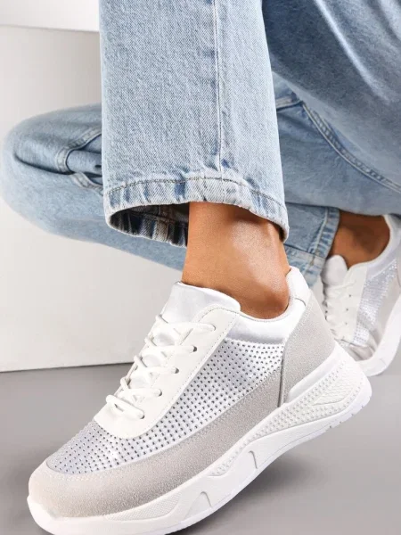 Sneakers Argintii cu Pietricele Hinekle