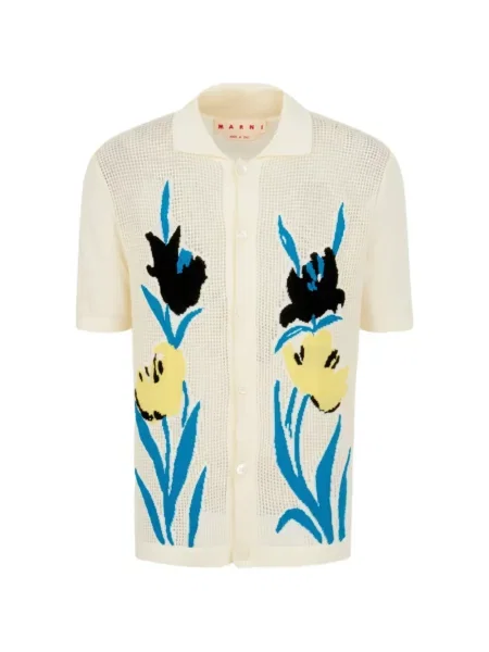 Cardigan Marni cu model floral alb