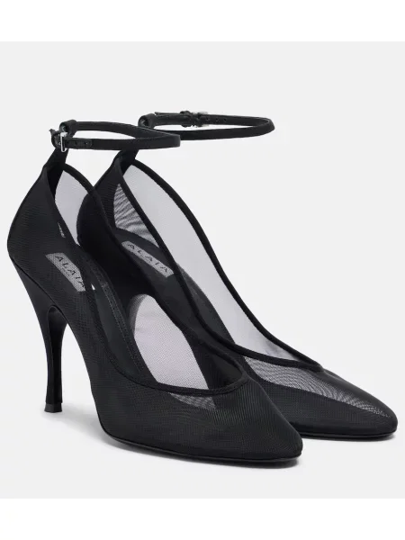 Pantofi cu toc Alaïa plasă negru