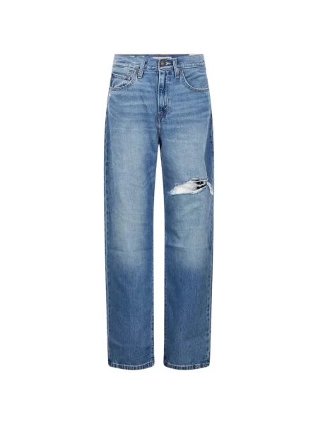 Decupat blugi drepți Levi's® zdrențuiți conici albastru