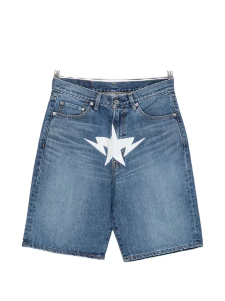 Pantaloni scurți din denim A Bathing Ape® cu imagine albastru