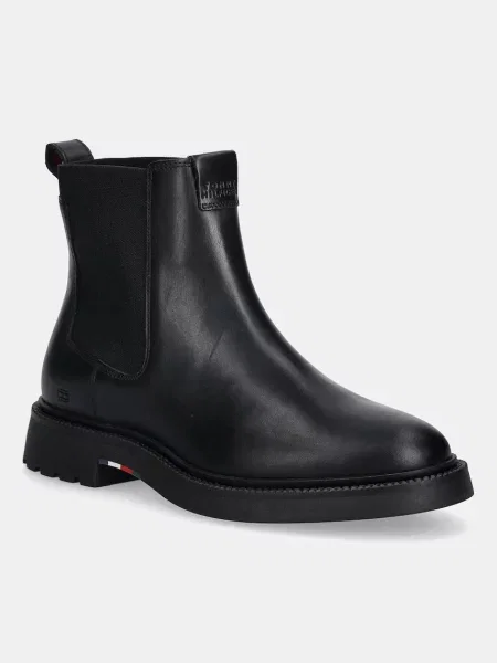 Tommy Hilfiger sztyblety skórzane HILFIGER COMFORT LWT LTH CHELSEA czarny