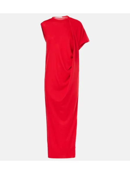 Rochie maxi Stella Mccartney de lână drapată de costum roșu