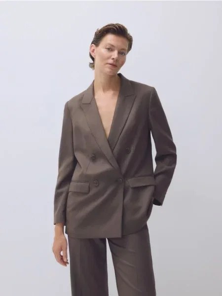 Reserved Блейзер із додаванням вовни пильно-коричневий коричневий