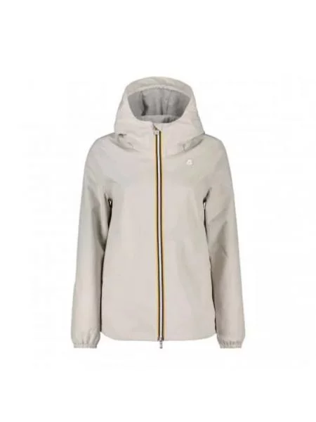 Kurtka K-way w grochy ze stretchu beżowa