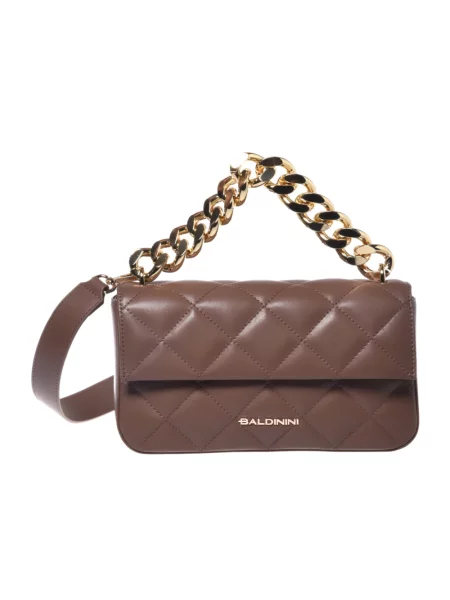 Pikowana torebka skórzana Baldinini skórzana brązowa