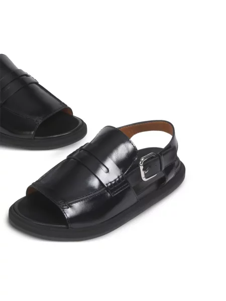 Sandale Marni din piele cu cataramă negru