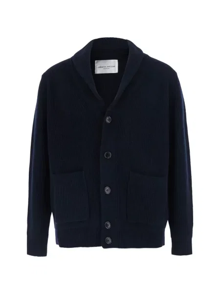 Gulerat cardigan Roberto Collina tricotate albastru