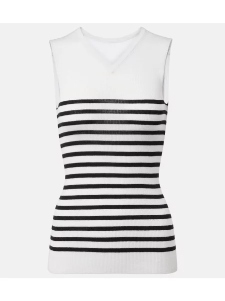 Top Khaite de lână cu dungi alb