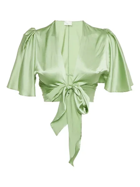 Копринена блуза Adriana Iglesias връзки зелено