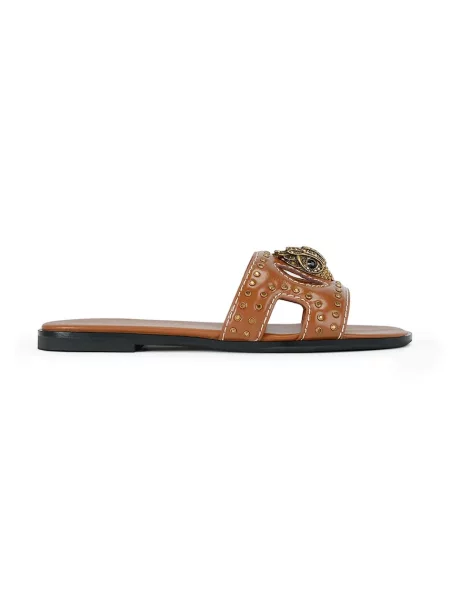 Кожени чехли Kurt Geiger London Eagle Stud Cut Out Flat кафяво