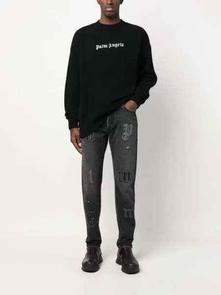 Sweter Palm Angels z okrągłym dekoltem czarny