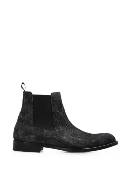 Botine chelsea Etro din piele de căprioară cu imagine cu model paisley gri