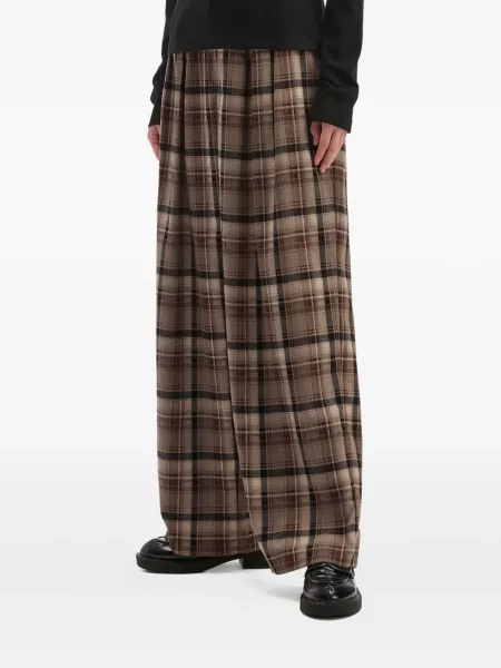 Pantaloni Tout A Coup în carouri plisate maro