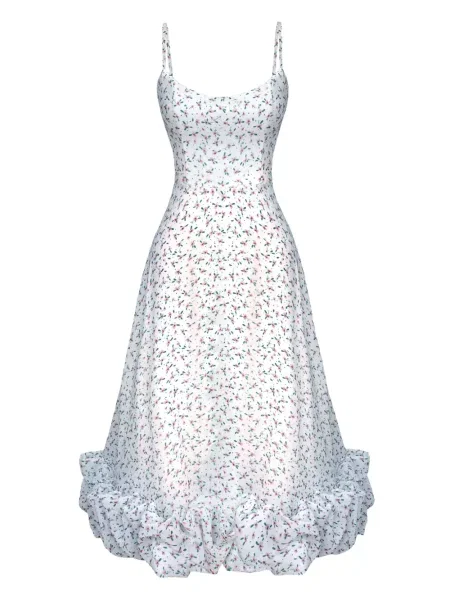 Rochie midi Post Meridiem cu model floral cu imagine până la genunchi alb