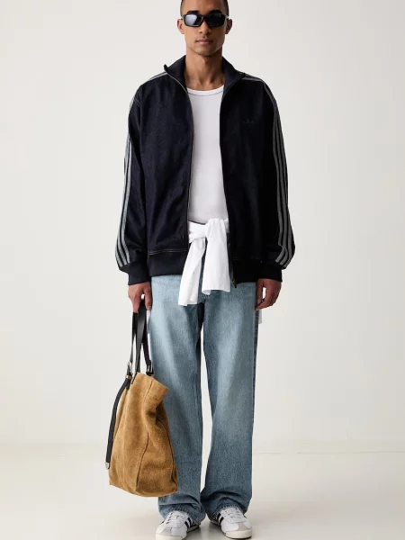 Adidas Originals bunda pánska rifľová Firebird Adicolor Raw Denim