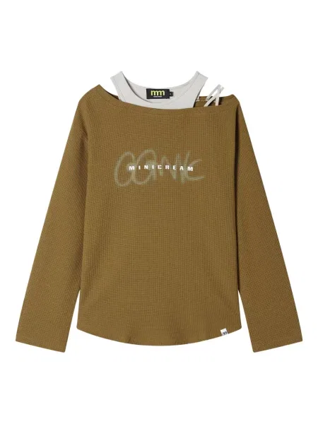 Dzianinowy mały mały top Mini Cream zielony