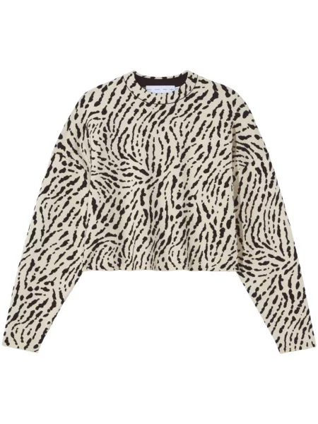 Pulover Proenza Schouler White Label cu imprimeu animal print din jacard alb