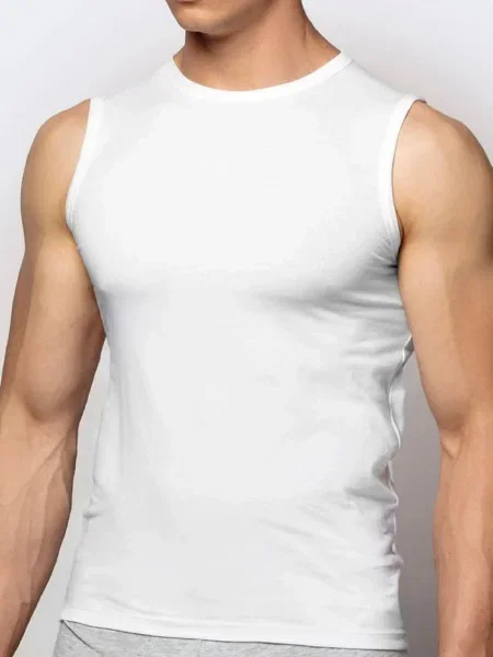 Majica Atlantic brez rokavov bela