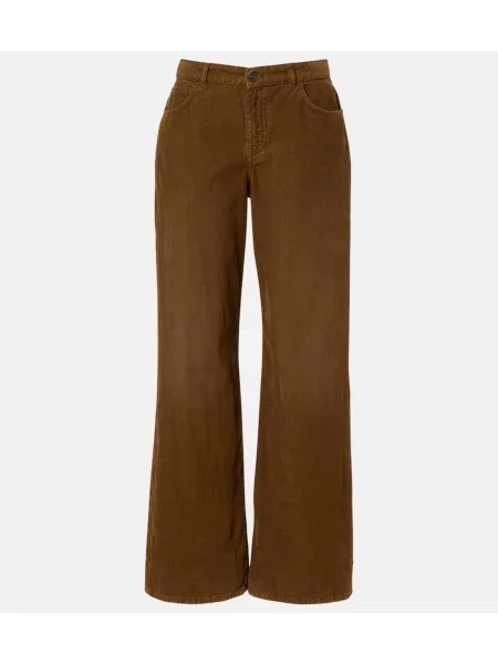 Pantaloni The Row de catifea cord cu picior lat maro