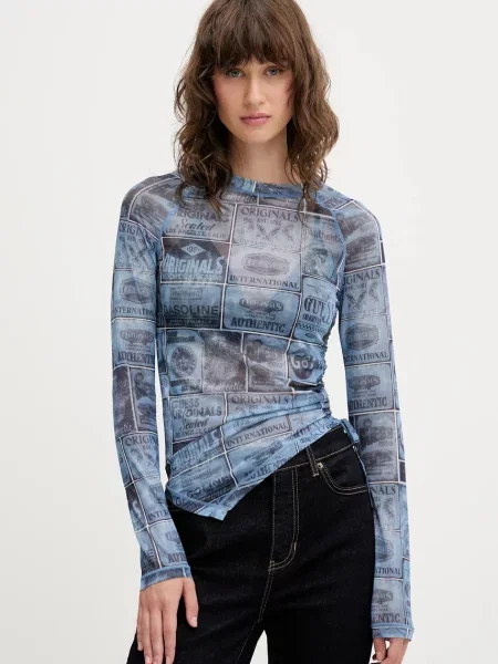 Блуза с дълги ръкави Guess Originals синьо