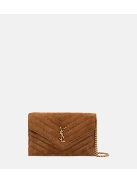 Colier Saint Laurent din piele de căprioară bej