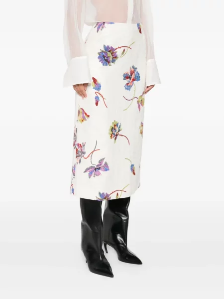 Fustă La Doublej cu model floral cu imagine alb
