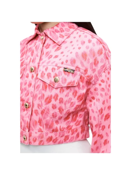 Kurtka jeansowa Just Cavalli różowa