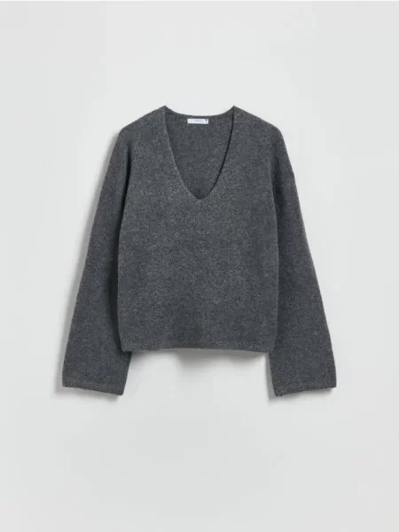 Reserved Pulover cu mâneci largi gri-închis gri