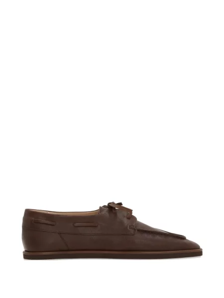 Pantofi loafer Auralee cu șireturi din piele maro