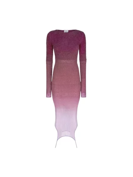 Sukienka midi The Attico wełniana do kolan fioletowa