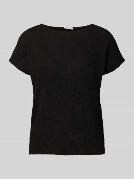 T-shirt o kroju relaxed fit z fakturowanym wzorem S.oliver Red Label czarna
