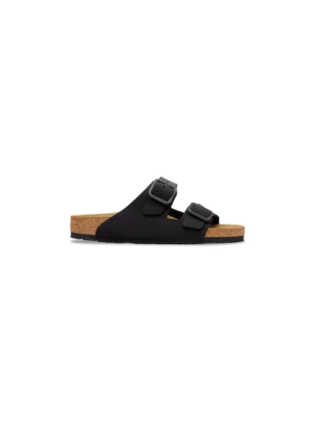 Lniane klapki Birkenstock czarne