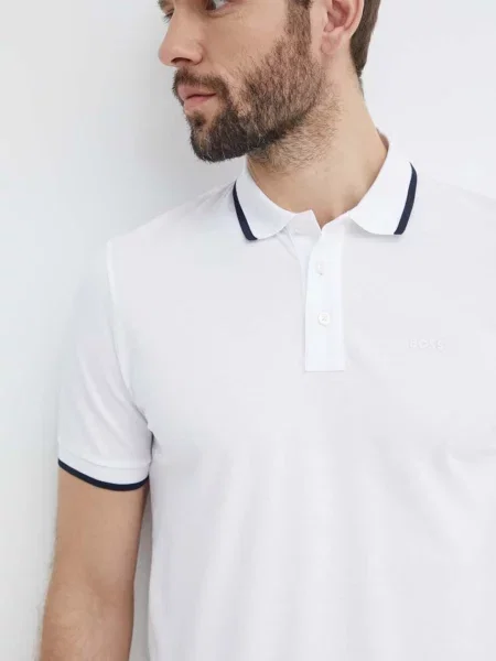 Tricou polo Boss alb