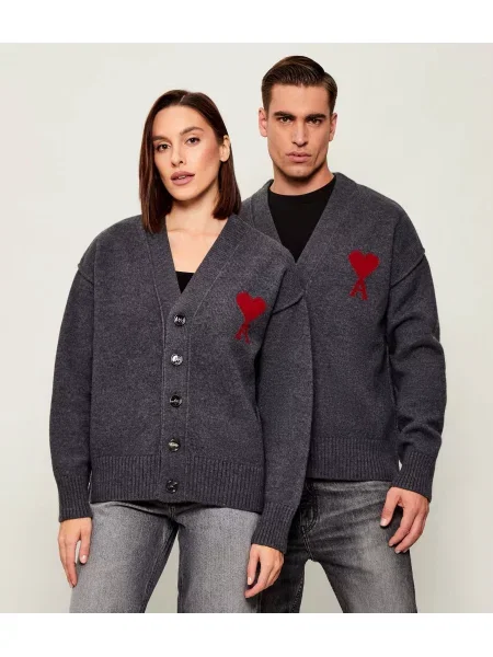 AMI Paris De lână cardigan gri