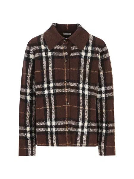 Top Burberry din cașmir în carouri maro