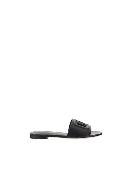 Lniane sandały Dolce&gabbana czarne