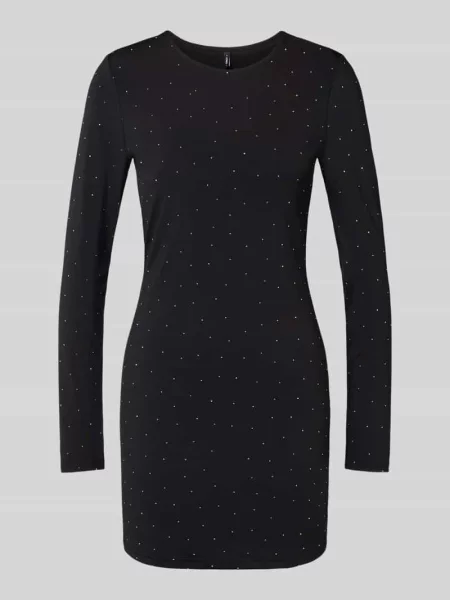 Sukienka casualowa taliowana z obszyciem kamieniami stras model ‘ZITA’ Only czarna